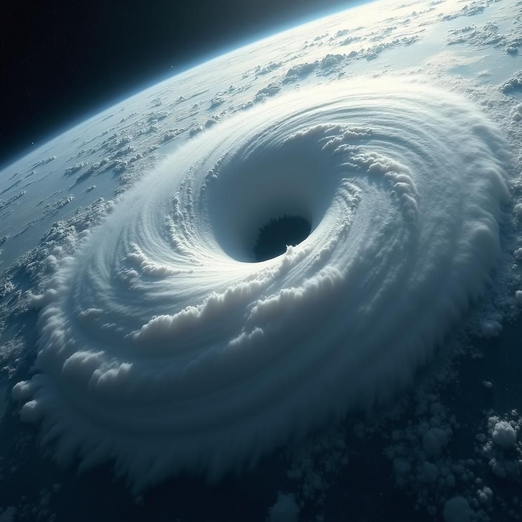 Hurricane from Orbit in Photorealistic Style