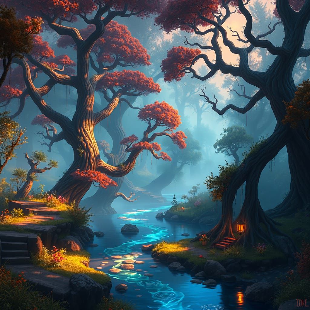 Enchanted Summer Camp in a Mystical Forest Realm