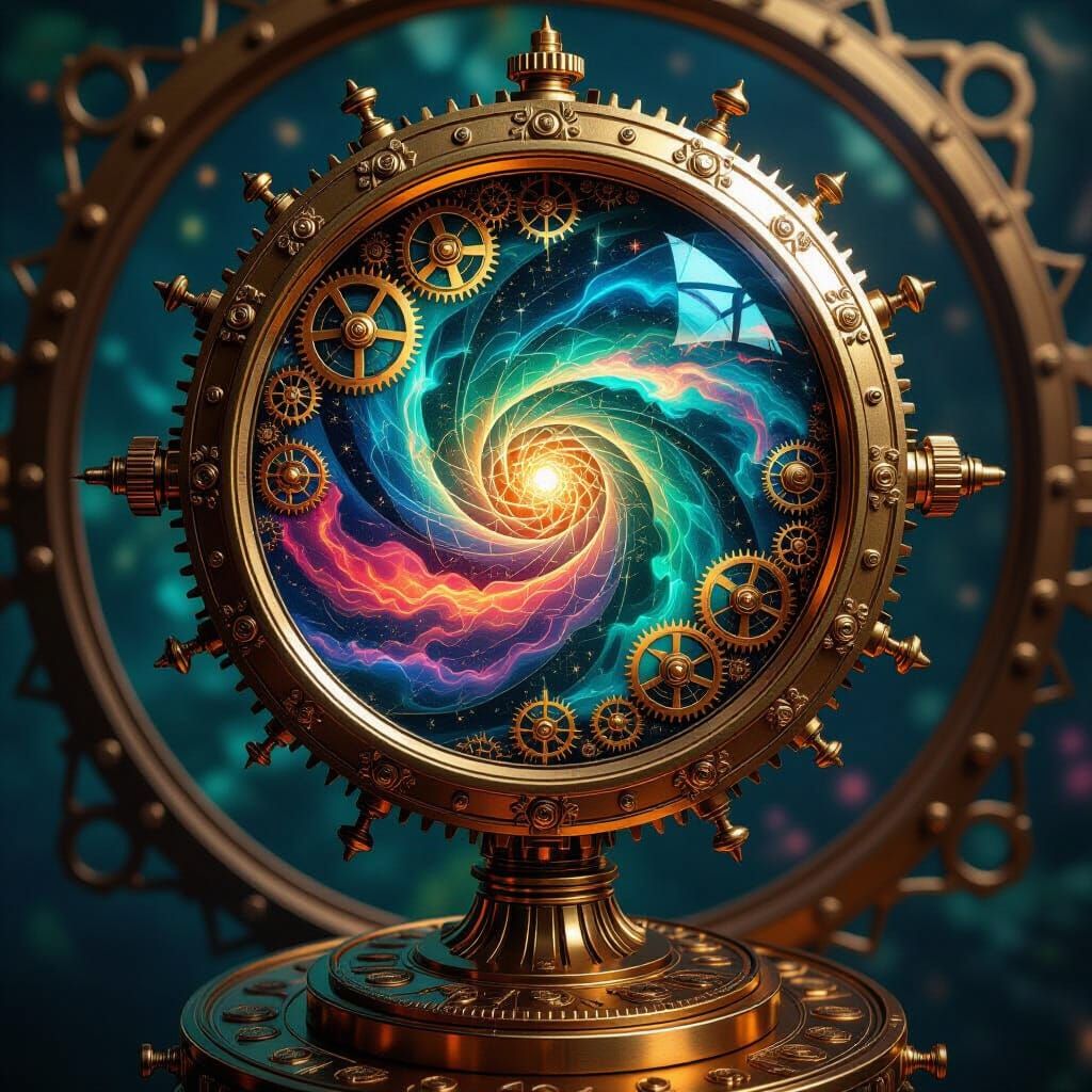 Steampunk Kaleidoscope Displaying Alien Flora, Art Nouveau S...