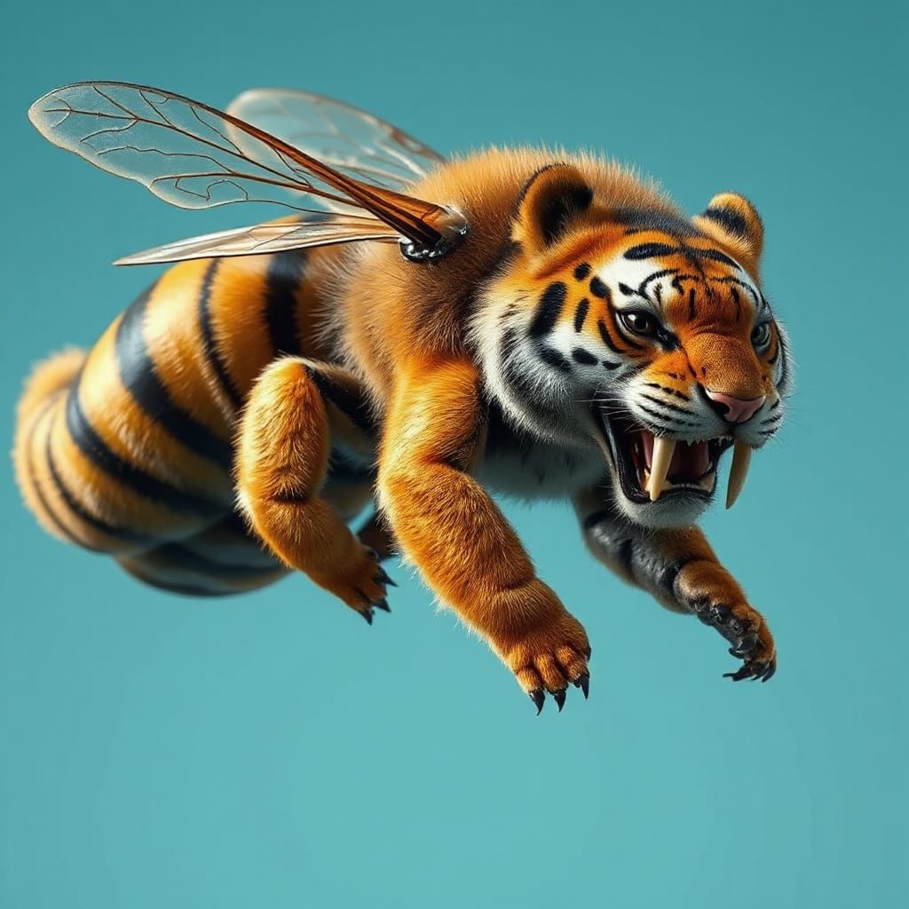 Bee Tiger Mermaid Hybrid in Hyperreal 3D