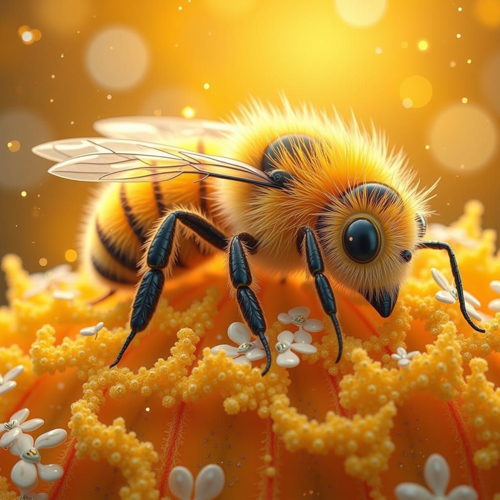 Baby Honey Bee in Alphonse Mucha Style