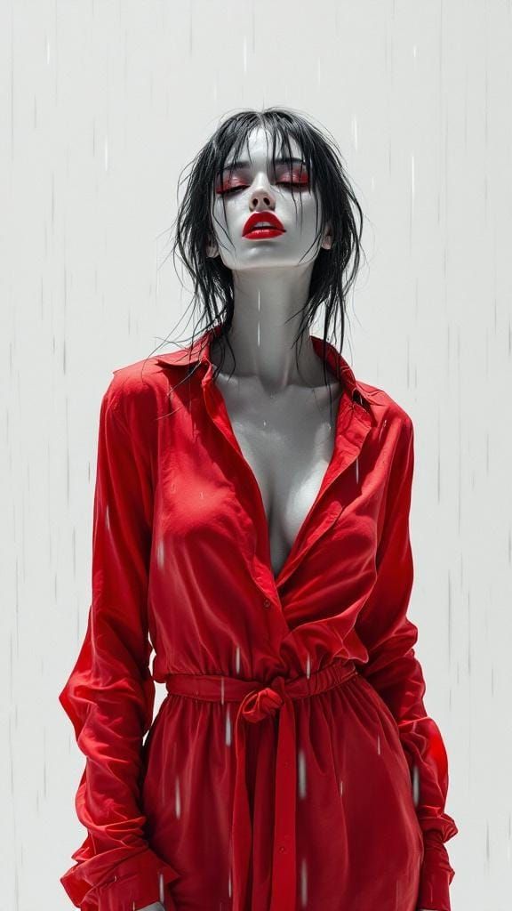 Dreamlike Woman in Surreal Shadowplay, Graphite Skin