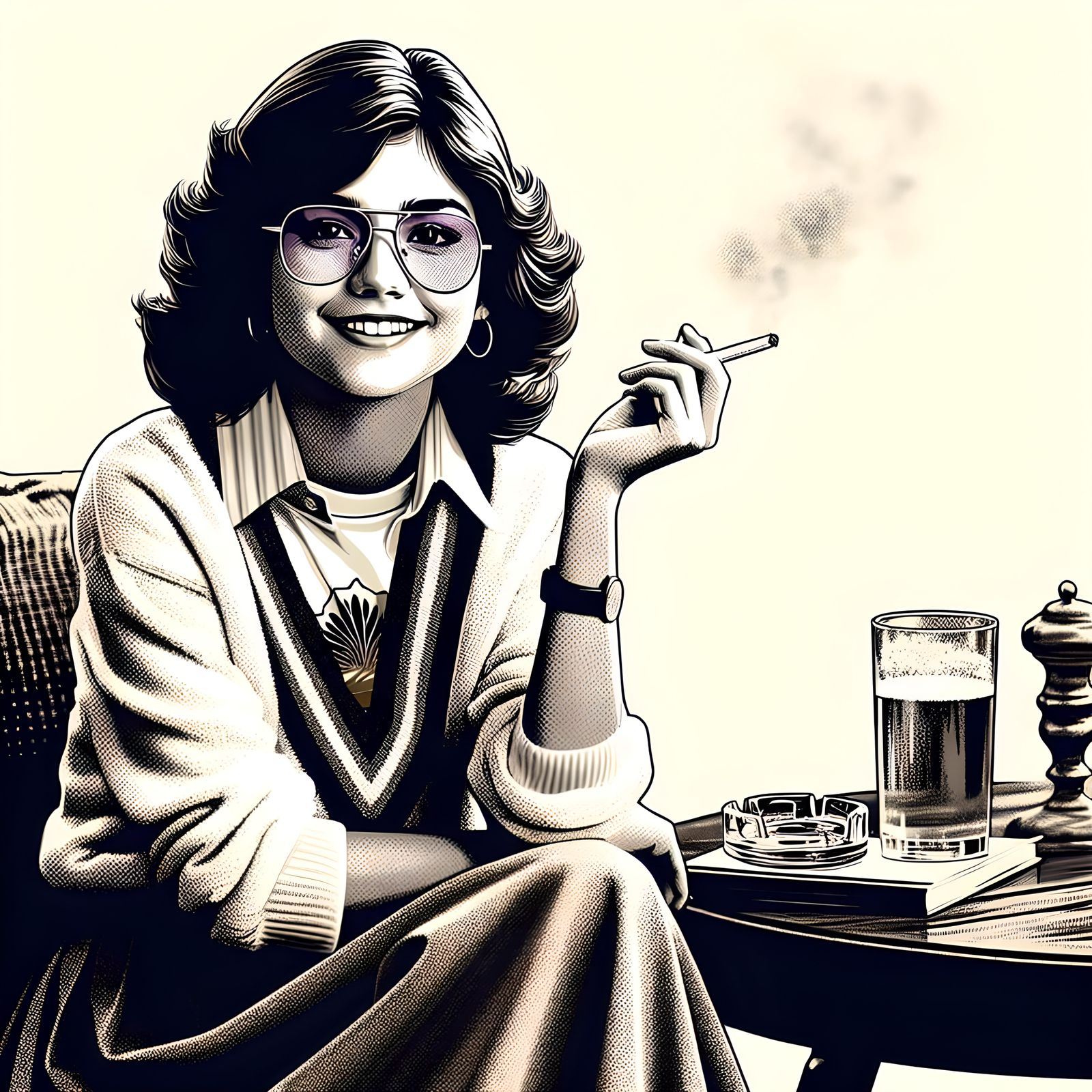 1970s High School Girl Portrait in Black and White