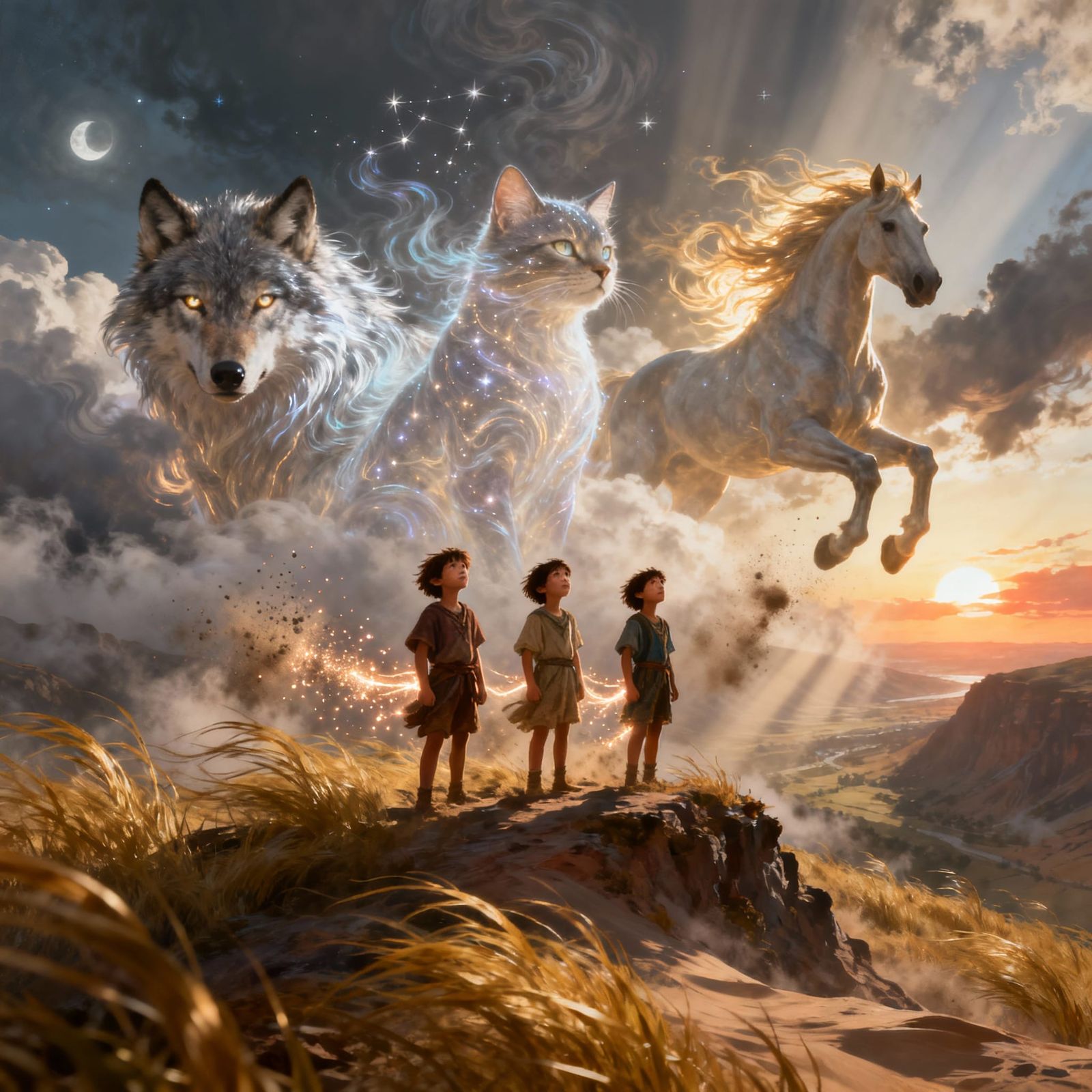 Children Protected by Colossal Spirit Guardians