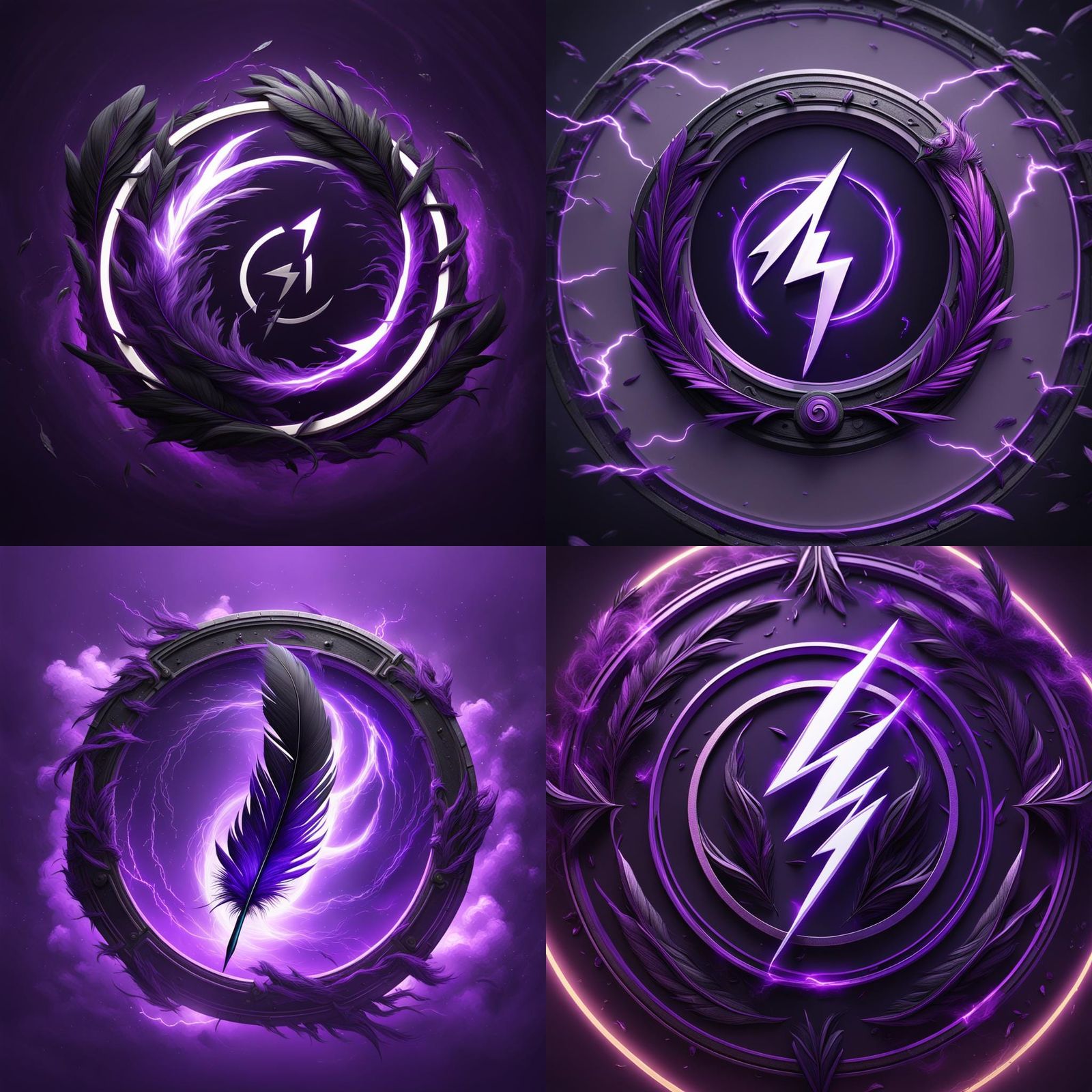 Purple Lightning and Feather Logo Design