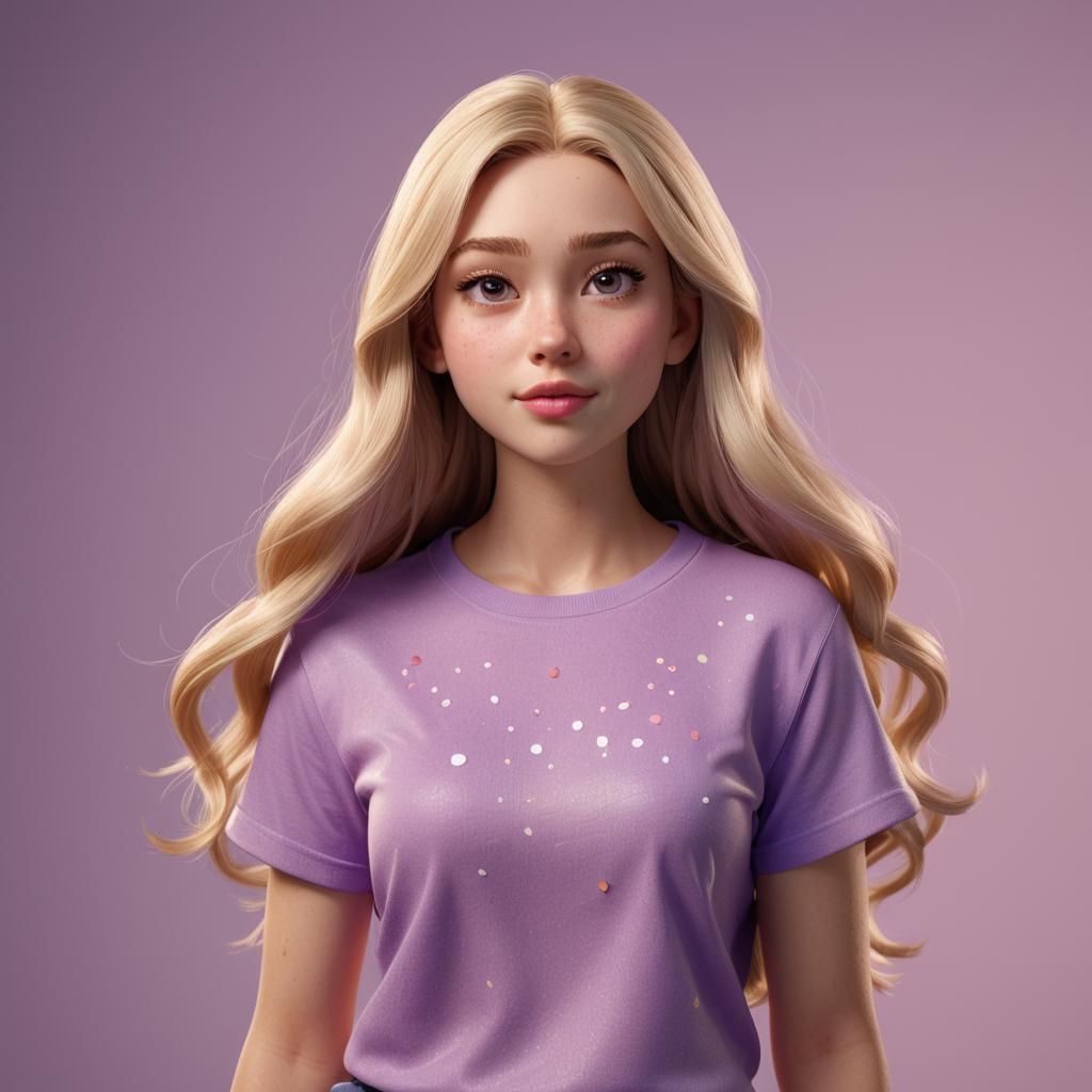 Blonde Girl Portrait in Pixar-Style 3D Digital Art