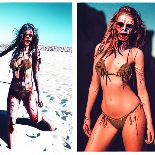Bikini Zombie Walks in Moonlight