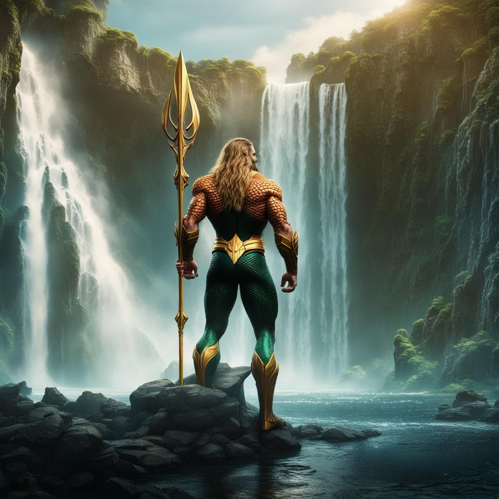 Aquaman Waterfall Scene in Detailed Matte Painting