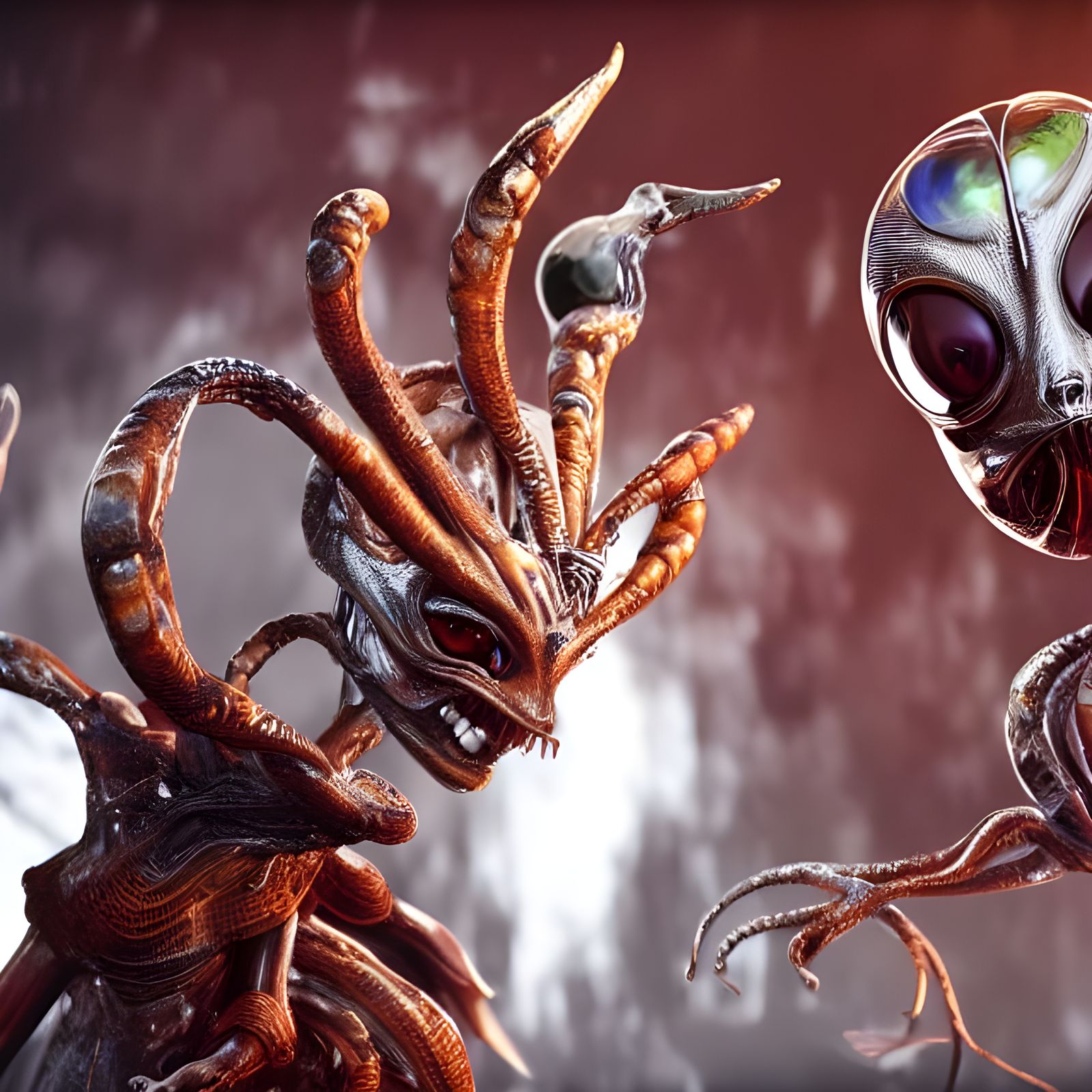 Hyperrealistic Alien People and Pets Painting