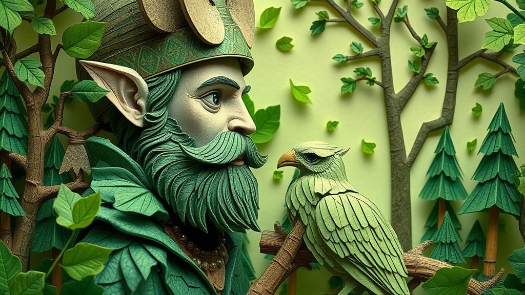 Papercraft Herne the Hunter in Origami Forest