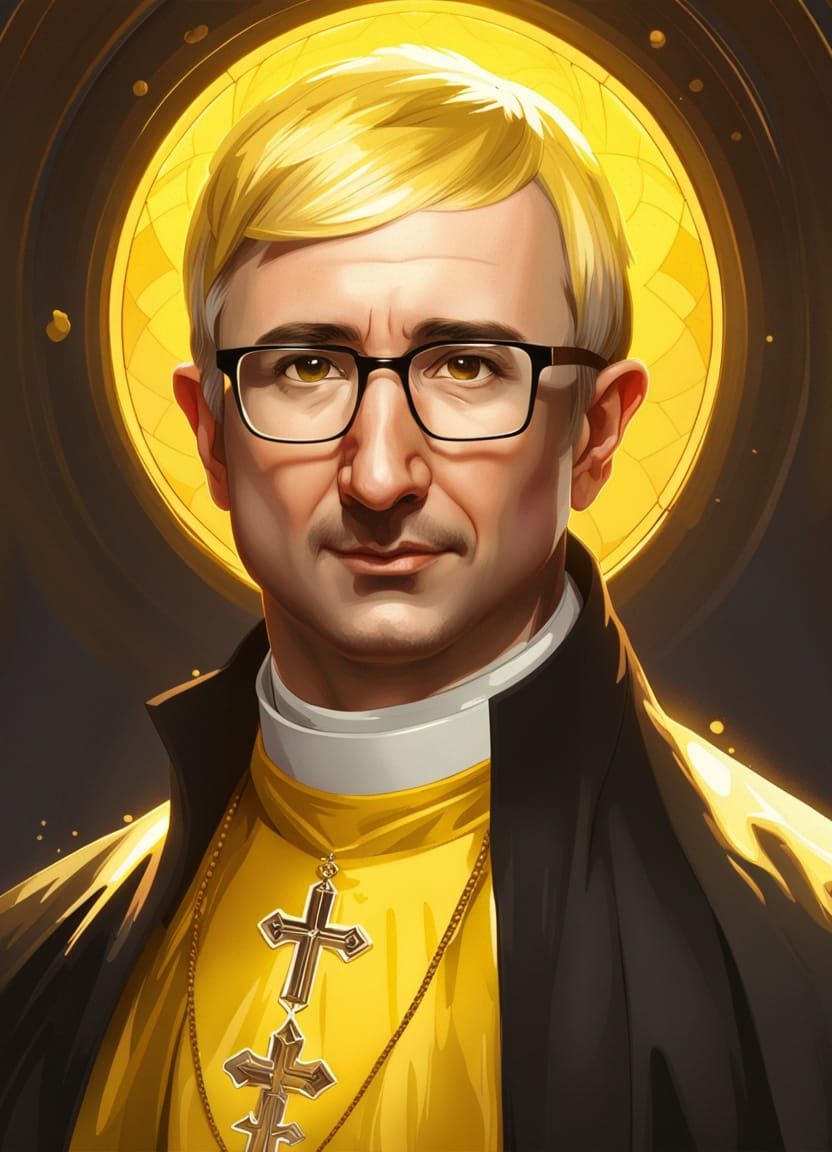 John Oliver as a Saint in Art Nouveau Style
