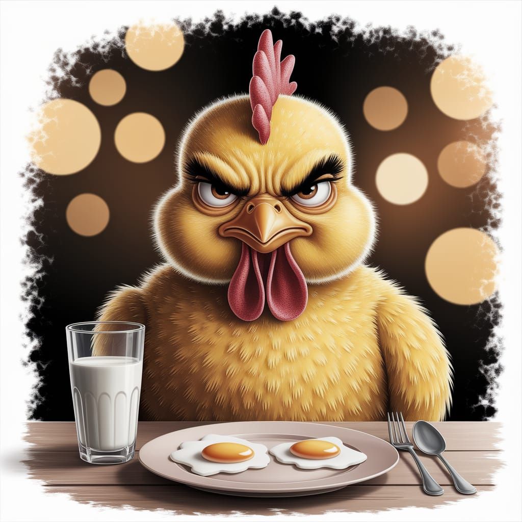 Grumpy Chicken Portrait in Mark Ryden Style