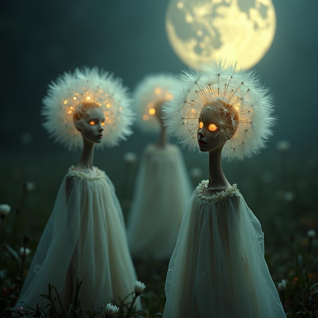 Surreal Dandelion Ghosts in Magical Realism Style
