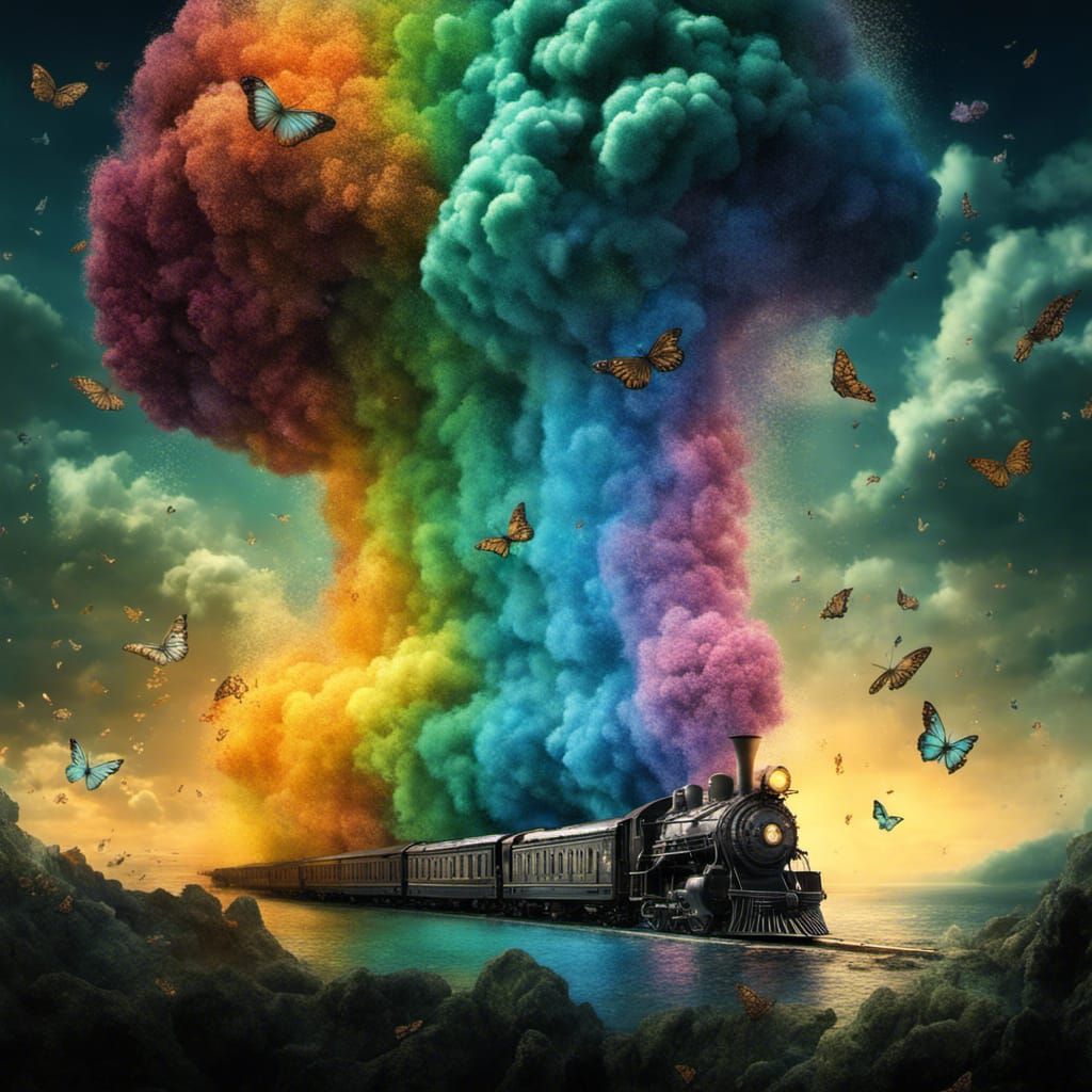 Bioluminescent Steam Train Emerges in Floral Explosion