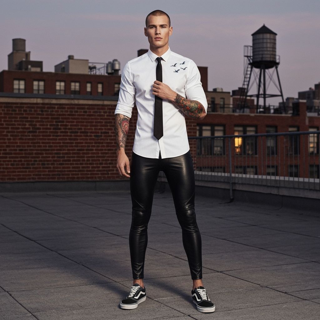 Male Model on Rooftop at Dusk in New York