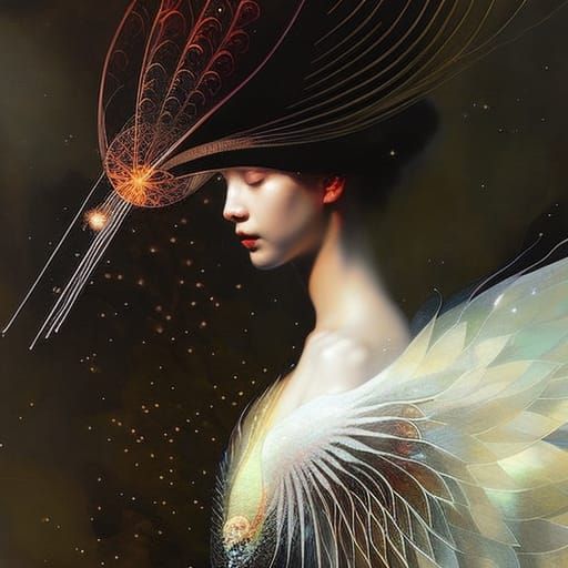 Glowing Celestial Peacock by Jeremy Mann and Miho Hirano