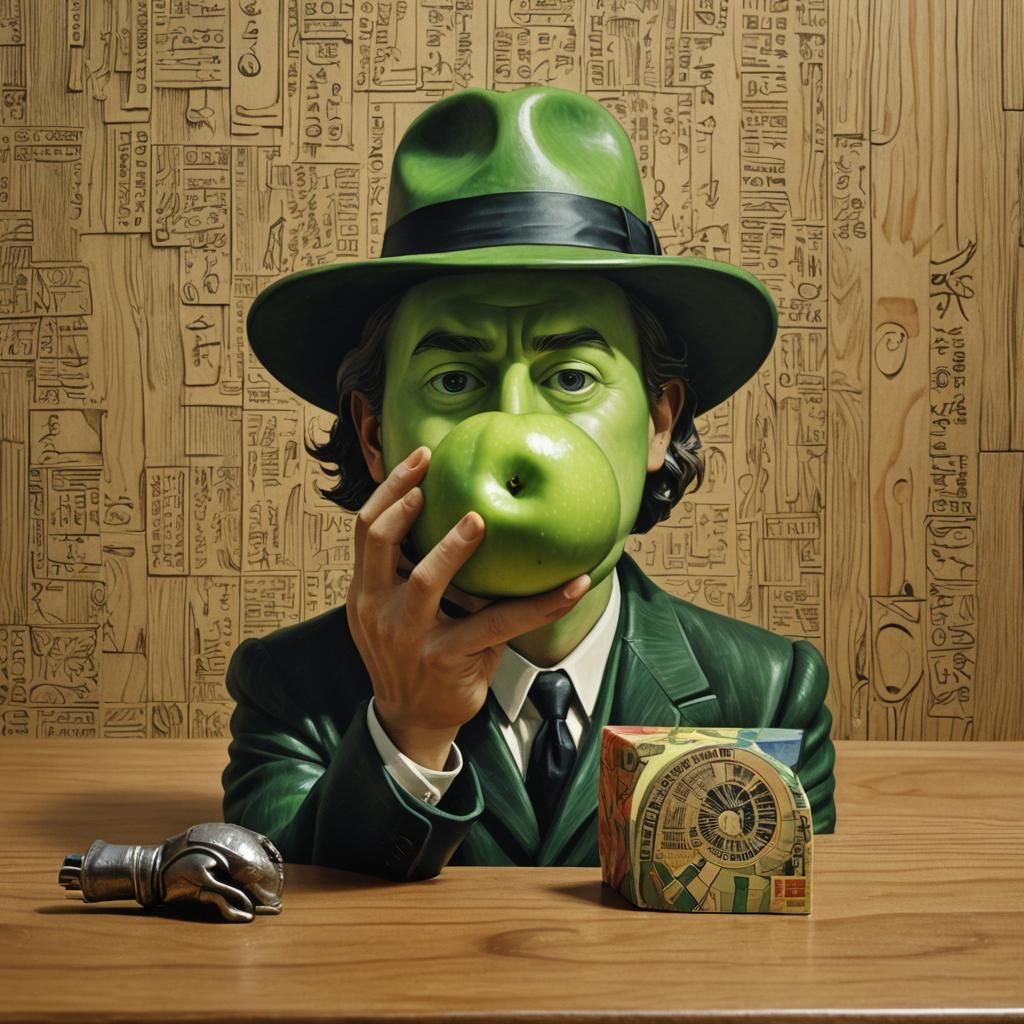 Surreal Miniature Sculpture with Lithographic Animal Totem