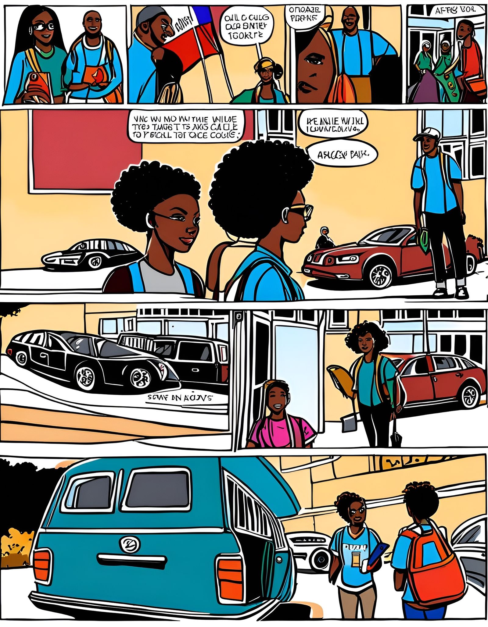 Student with Pride Bag in Comic Book Style