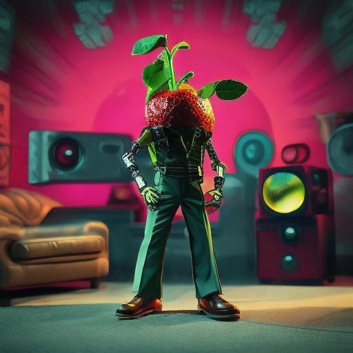 Biopunk Fruit Detective in Film Noir Style