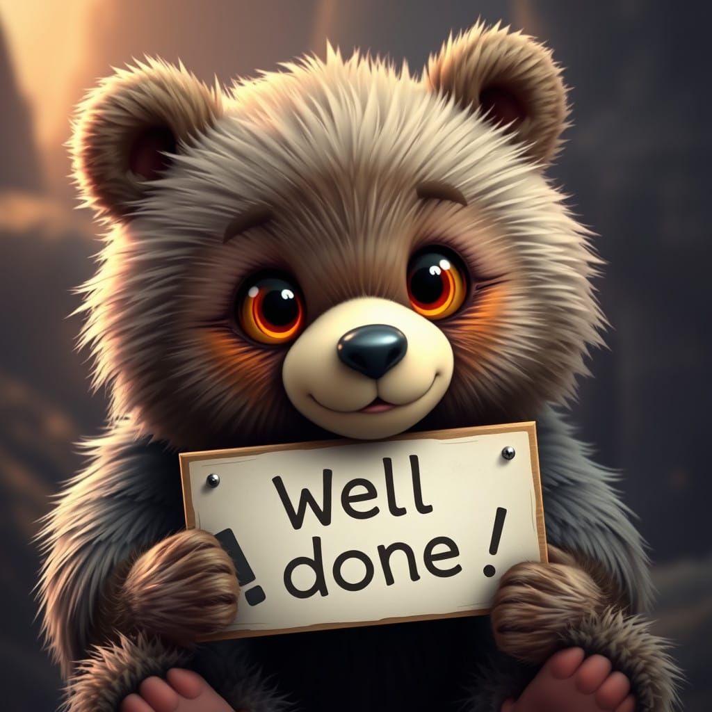 Surreal Fantasy Grizzly Bear Conquers with Fluffy Pride