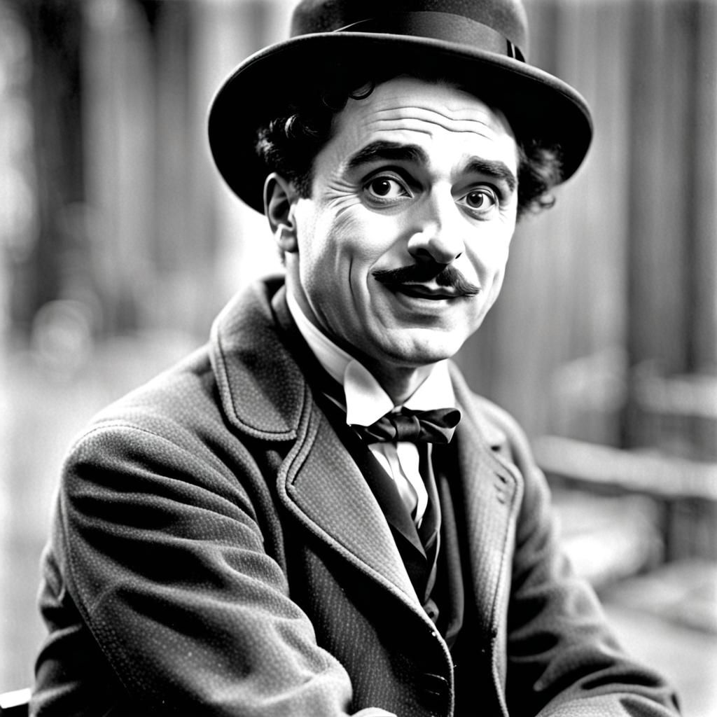 Classic Silent Film Icon in Black and White