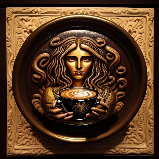 Medusa Latte Art in Baroque Style