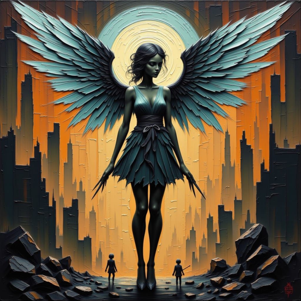 Winged Figures in Dreamy Surrealist Style