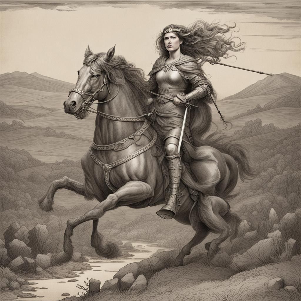 Boudica on Horseback: AI Generated Image
