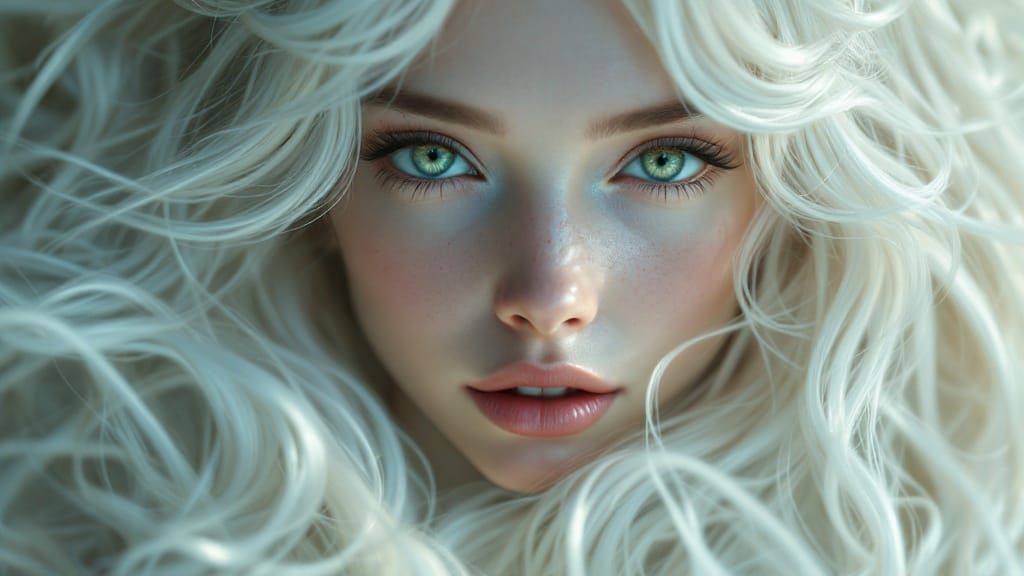 Ethereal Albino Beauty in Cinematic Splendor