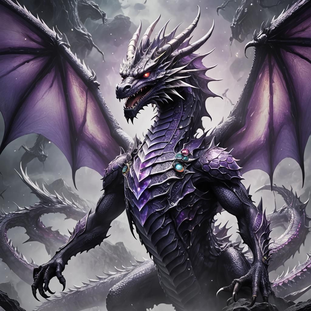 Elemental Dragon with Jewel Horns in Anime Style