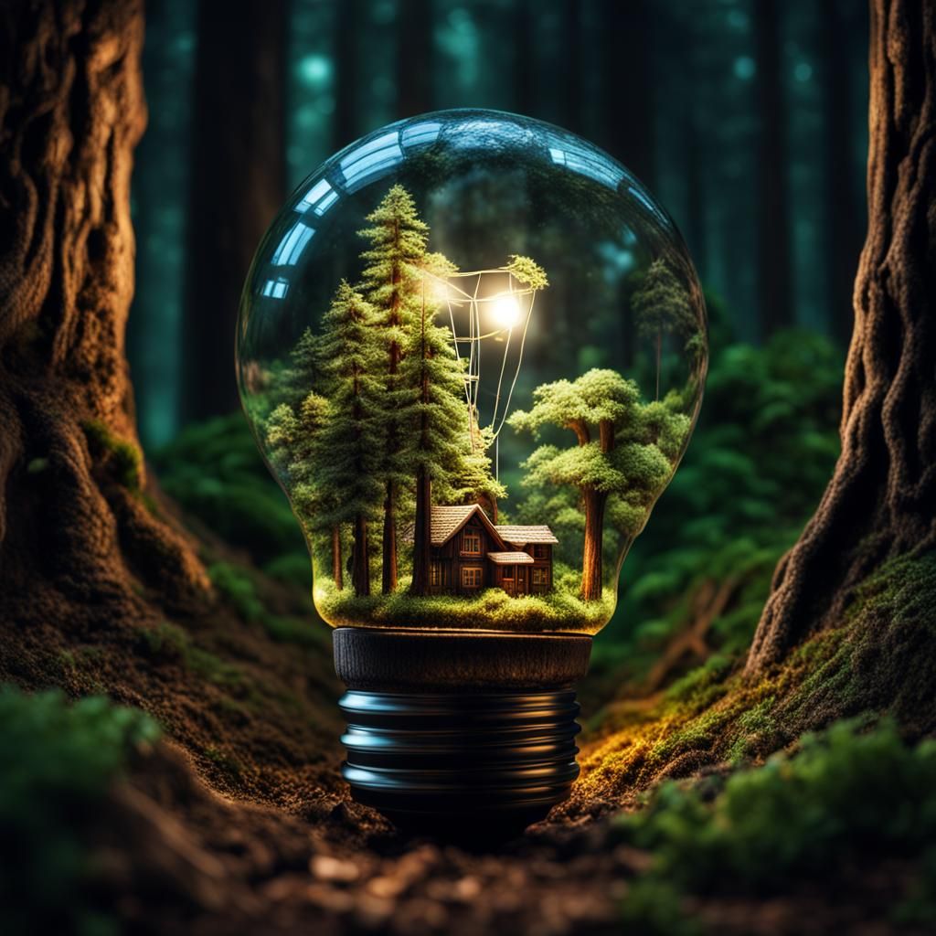Enchanted Forest Inside a Lightbulb