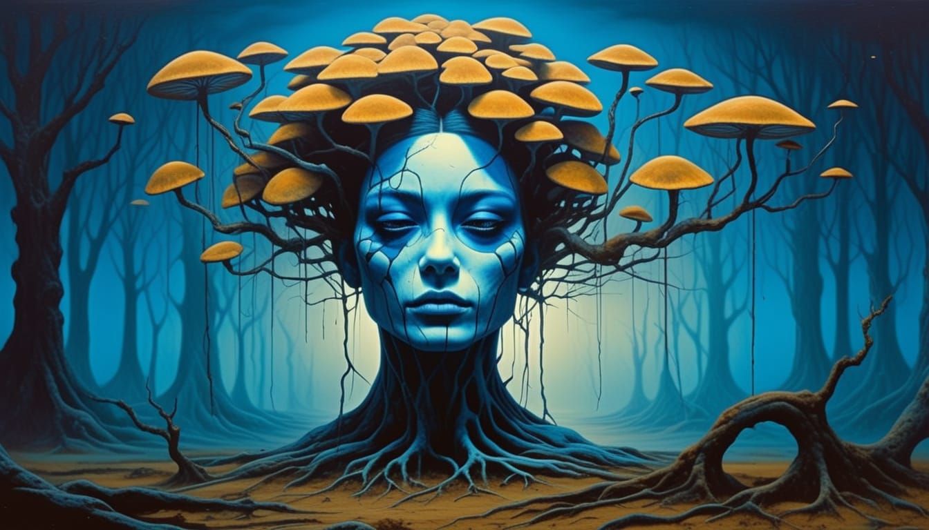 Dreamlike Bonsai Tree in a Haunting Liminal Space