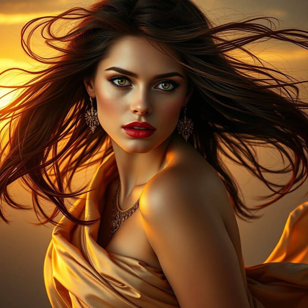 Ethereal Goddess in Sunset Glow