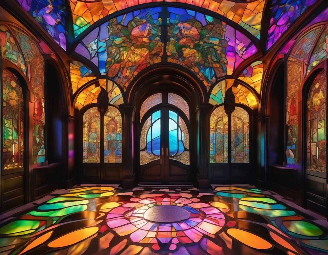 Epic Entrance with Art Nouveau Stained Glass