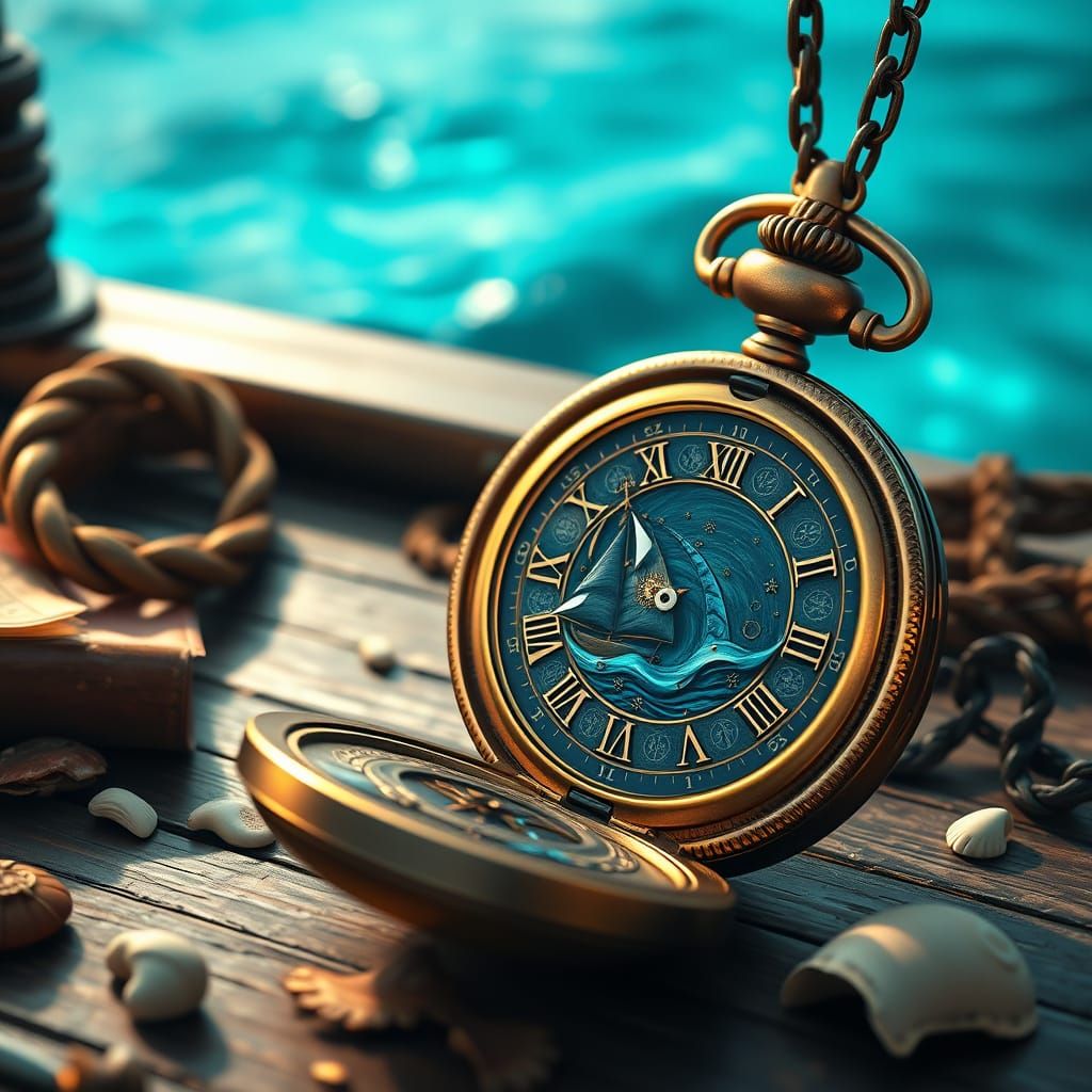Luxury Pocket Watch with Oceanic Theme