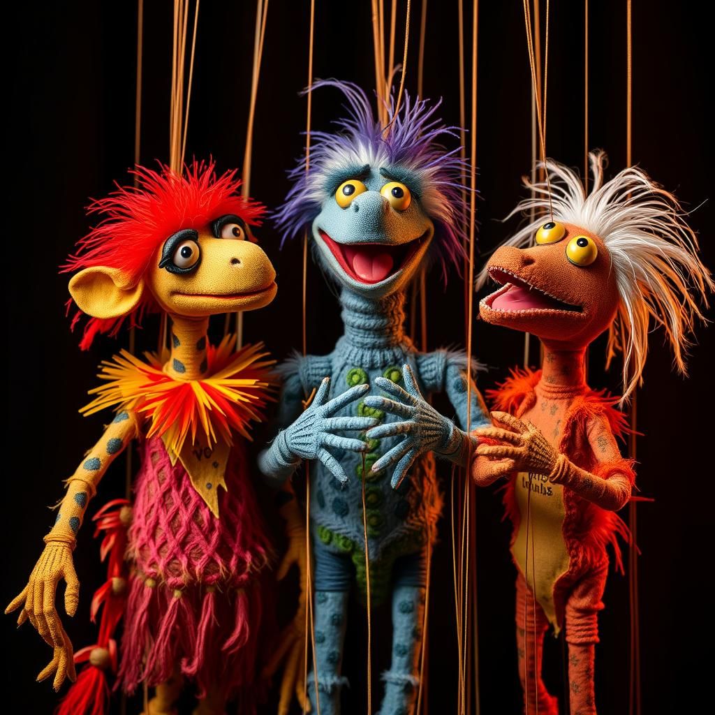 Intricately Designed Puppets in Warm Golden Light