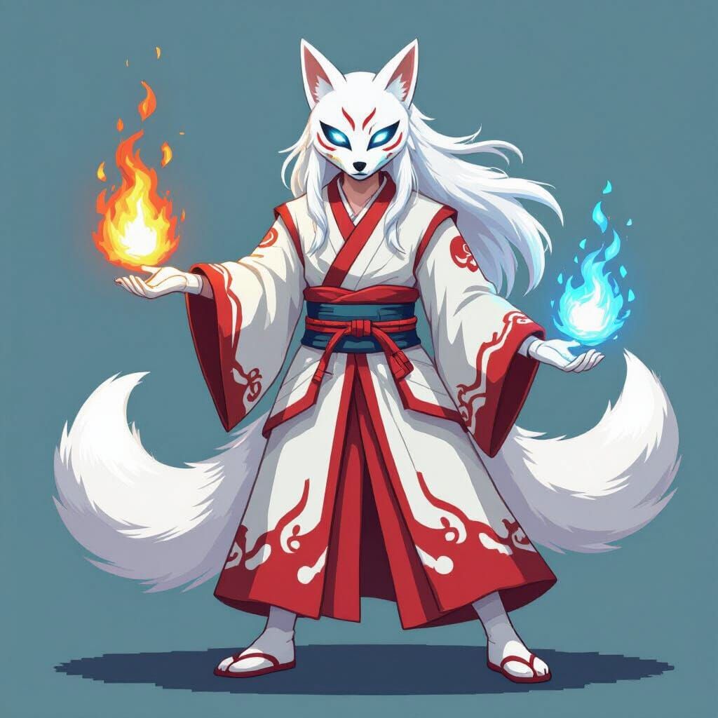 Pixel Art Fox Spirit in Deltarune Style