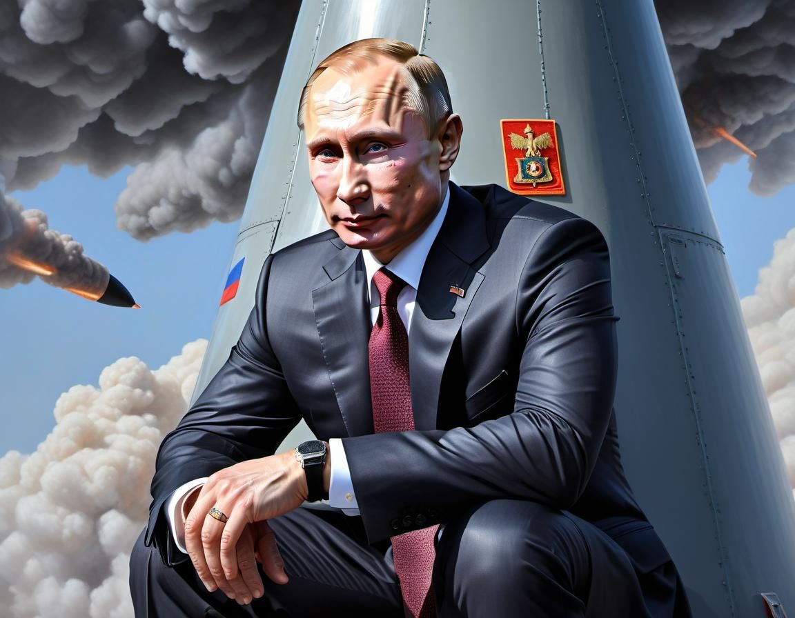 Hyperrealistic Portrait of Putin on Ballistic Missile