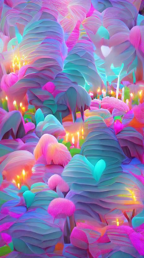 Glowing Neon Forest in 3D