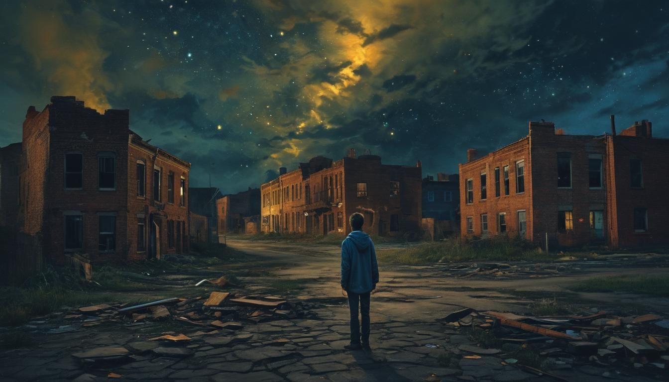 Longing for Escape: Impressionistic Town Ablaze