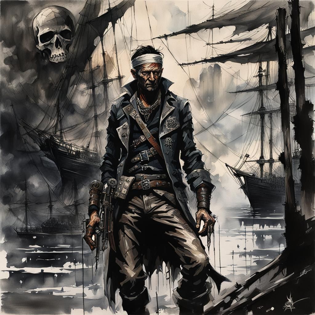 Mysterious Pirate in Dark Post-Apocalyptic World