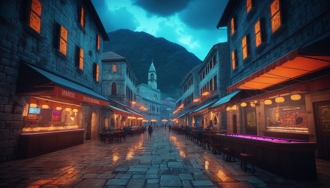 Cyberpunk Kotor Street Scene