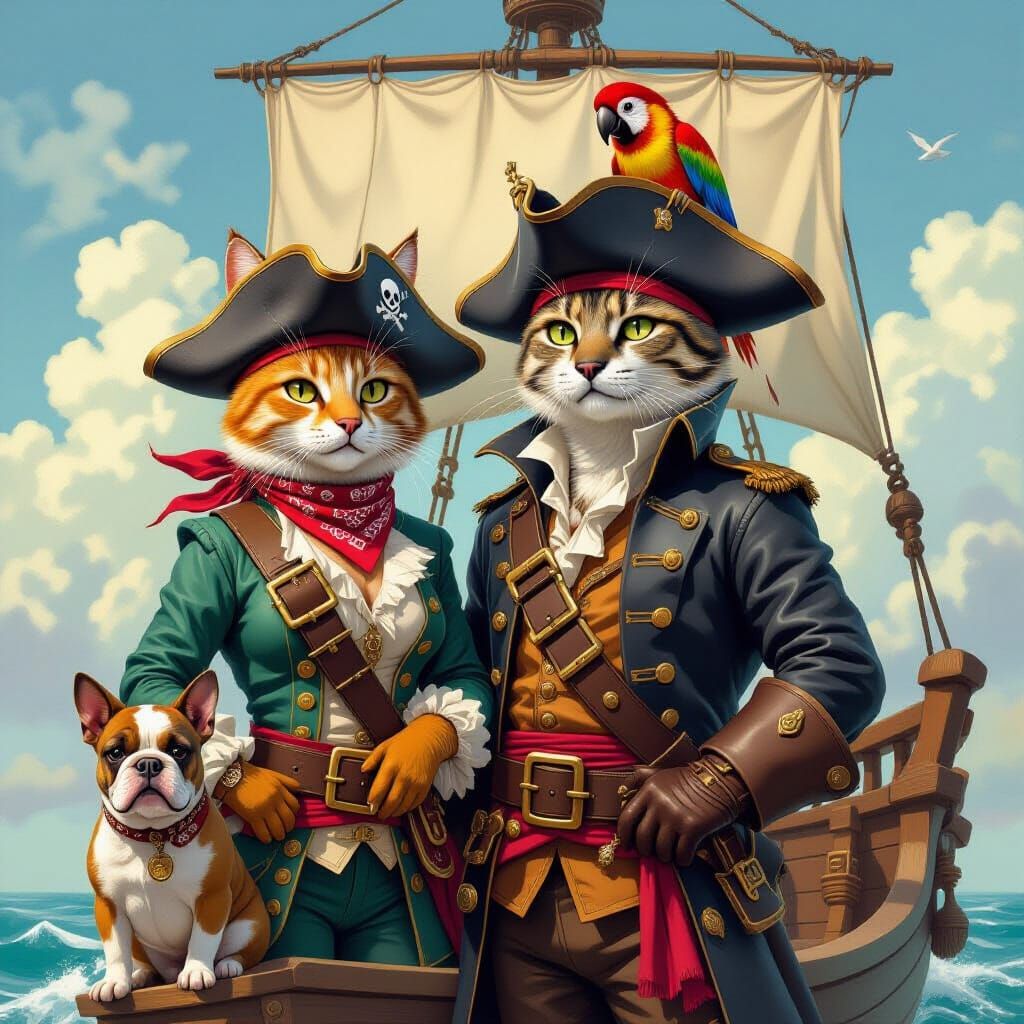 Animal Pirate Crew in Vibrant Fantasy Art Style
