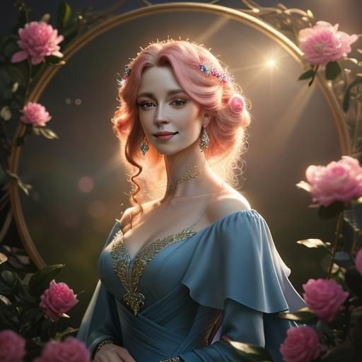 Hyper-Realistic Portrait of Woman in Pink Gown