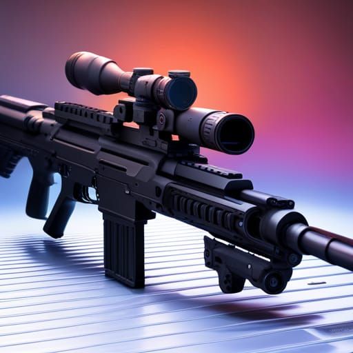 Futuristic Black Sniper Rifle: Detailed Matte Painting