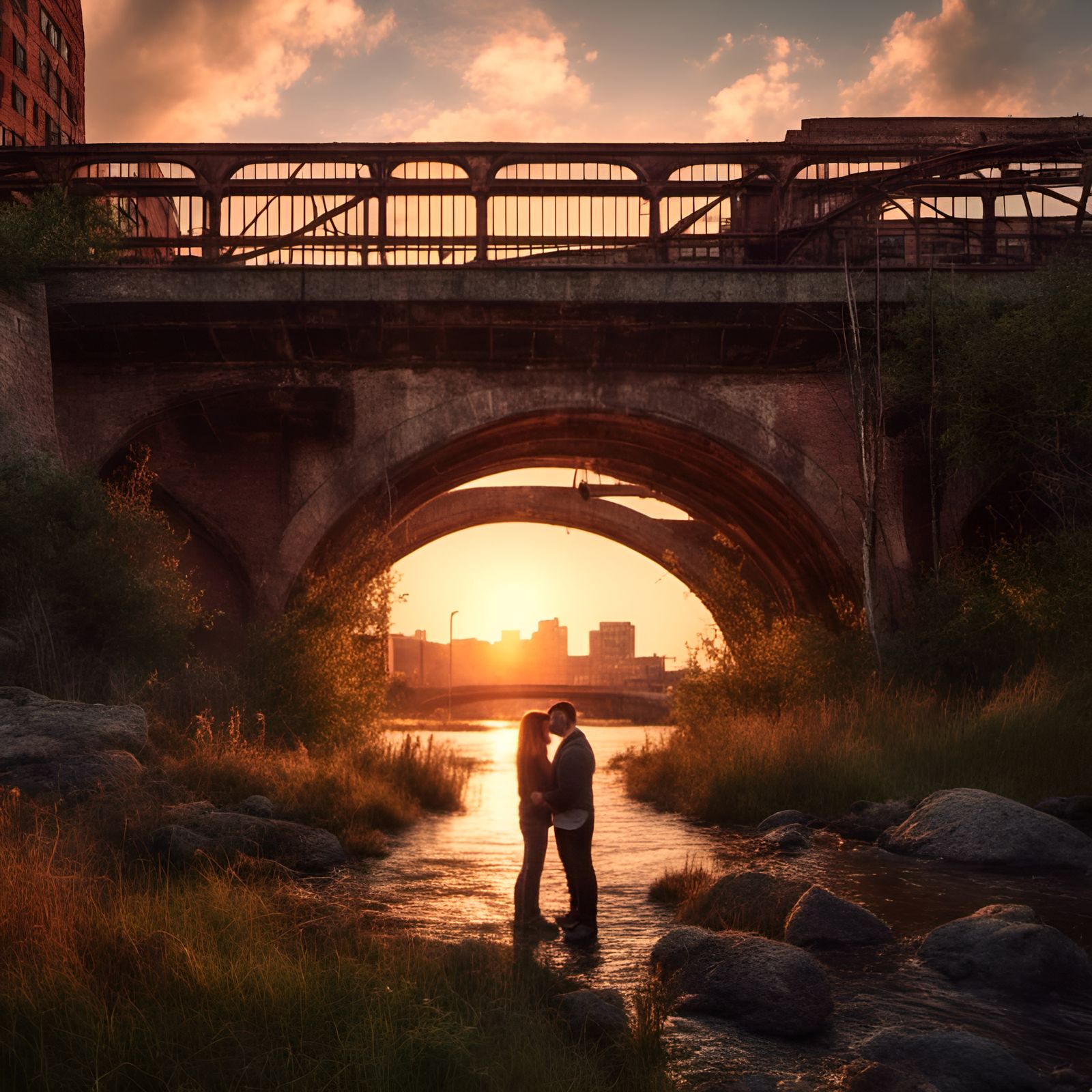 Kissing Under the Bridge: A Detailed Matte Painting