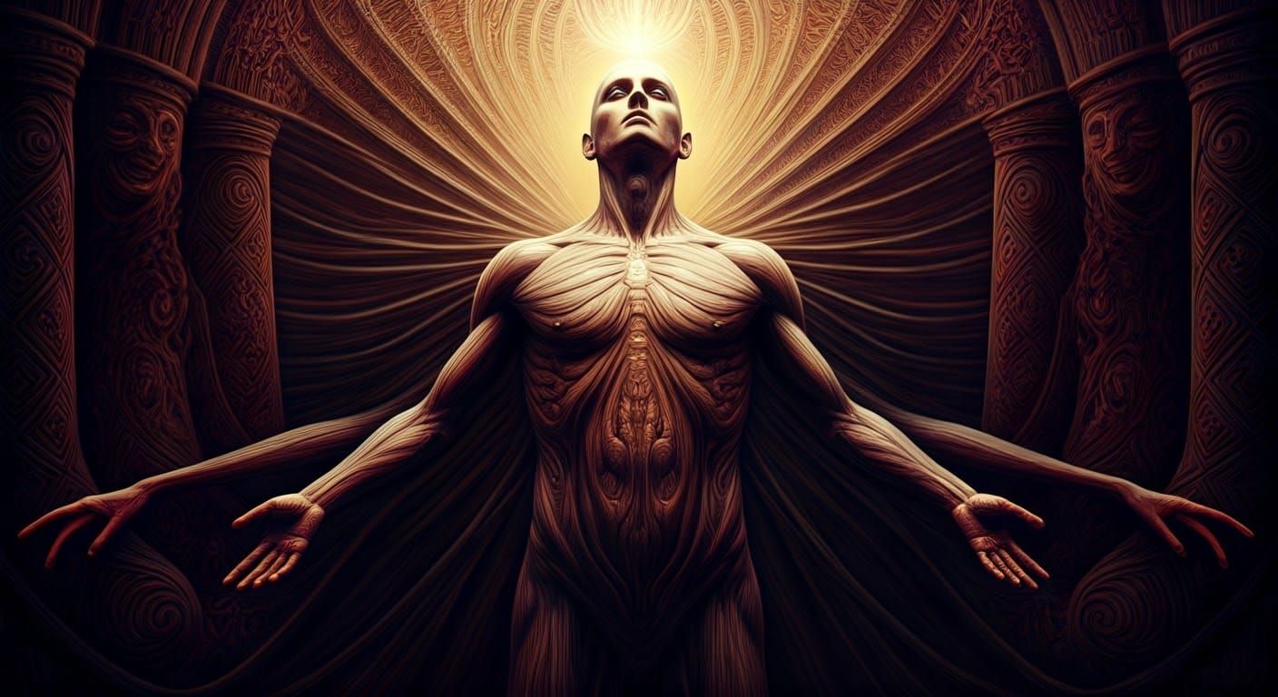 Surreal Digital Art: Male Figure in Transition