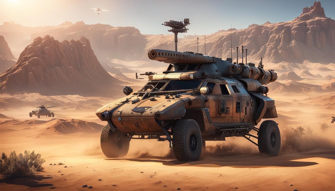 Mad Max Chinook Helicopter in Starry Desert Night