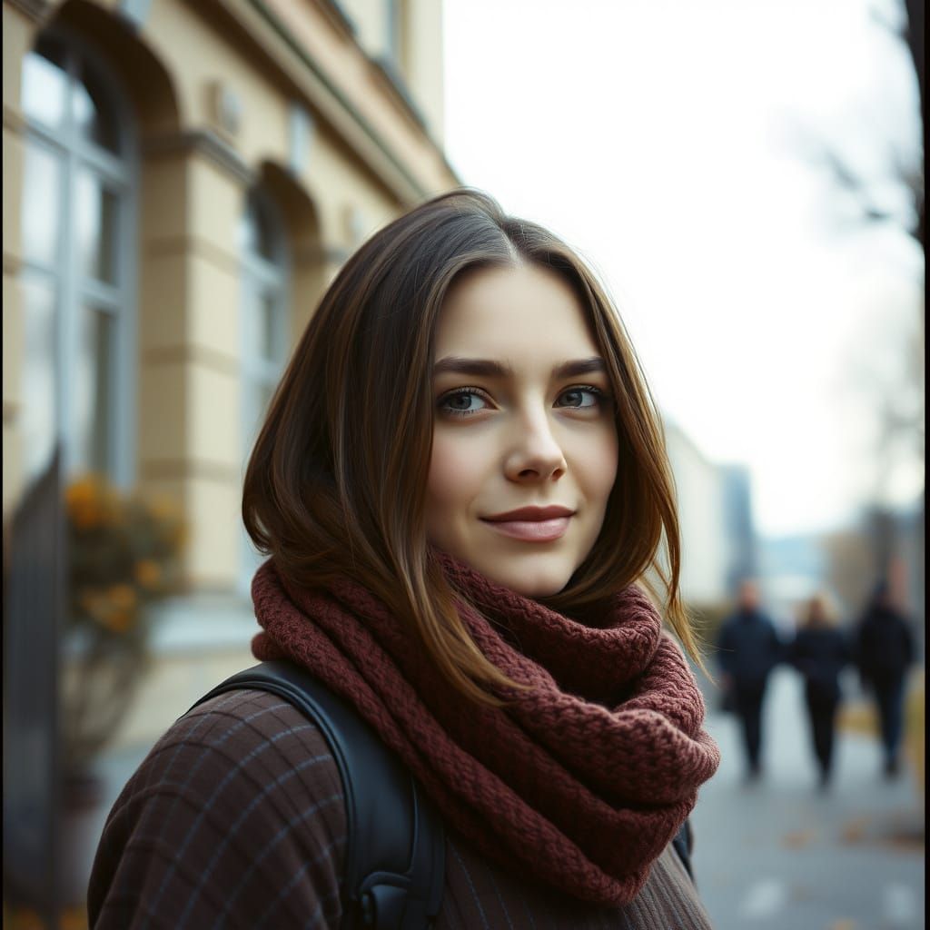 Stunning Autumn Lady in Cinematic Film Still