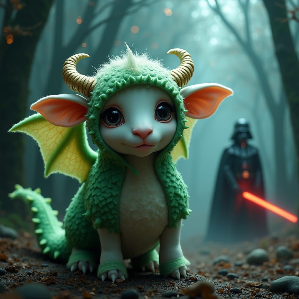 Cute Sheep in Dragon Costume Meets Sinister Wolf and Darth V...